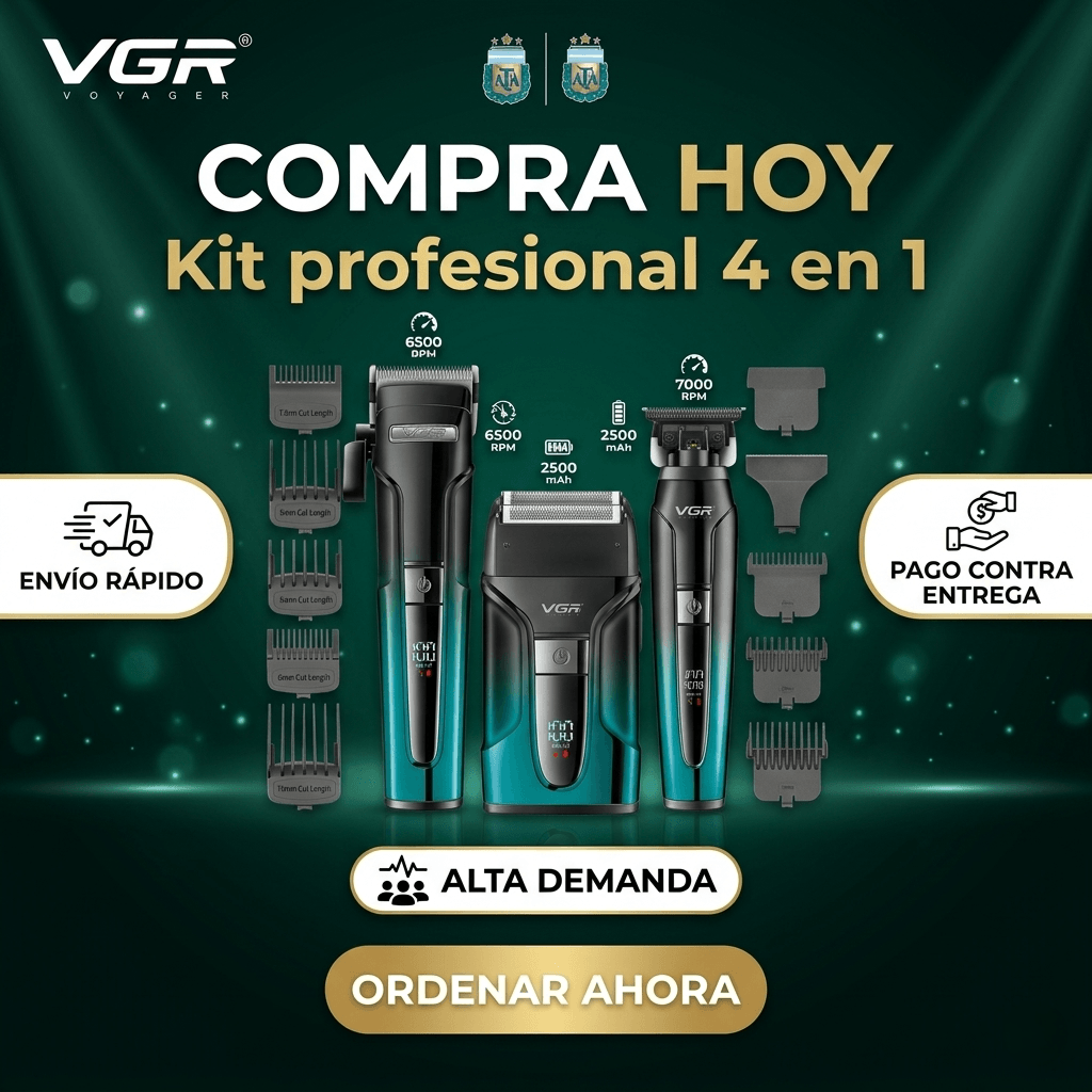 Comprar kit VGR-694 profesional 4 en 1 recargable barbería envío rápido