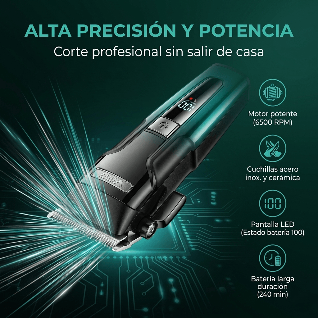 Máquina VGR-694 alta precisión recargable corte profesional barba cabello uso inalámbrico